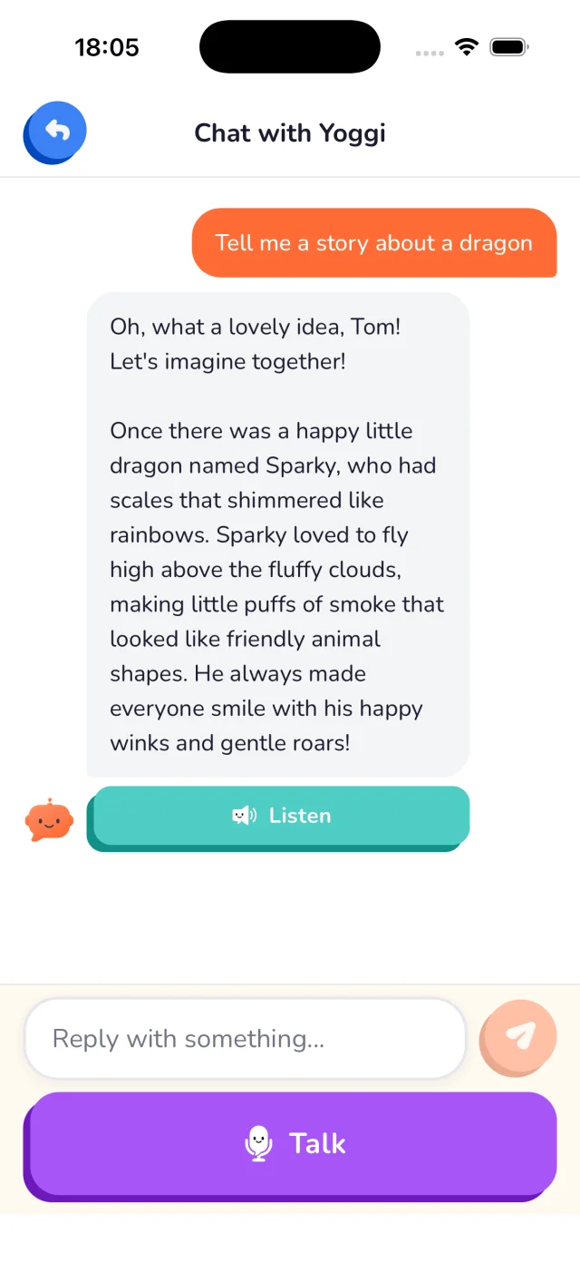 Yoggi AI chatbot for kids